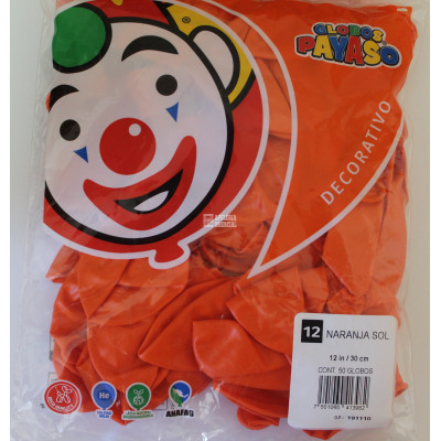 GLOBOS BOLSA C/50 # 12 COLOR NARANJA SOL