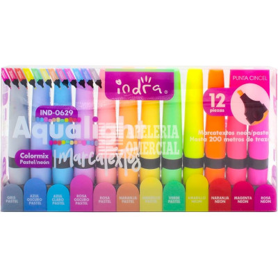 MARCADOR MARCATEXTOS INDRA PASTEL C/12 IND-0629